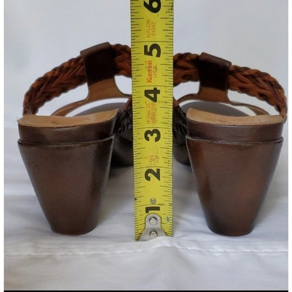 Boho Leather Woven Slide Sandals Comfort Brown Nurture Size 7‎ Joplin Western